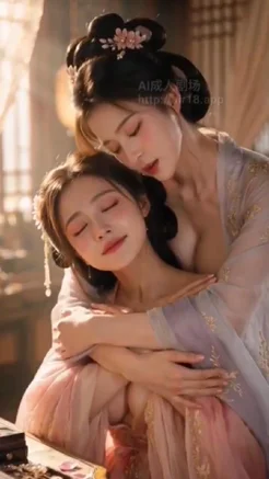 小姐與丫鬟在閨房裏玩騎馬遊戲