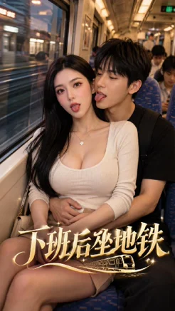 小夫妻下班地鐵甜甜的打飛機